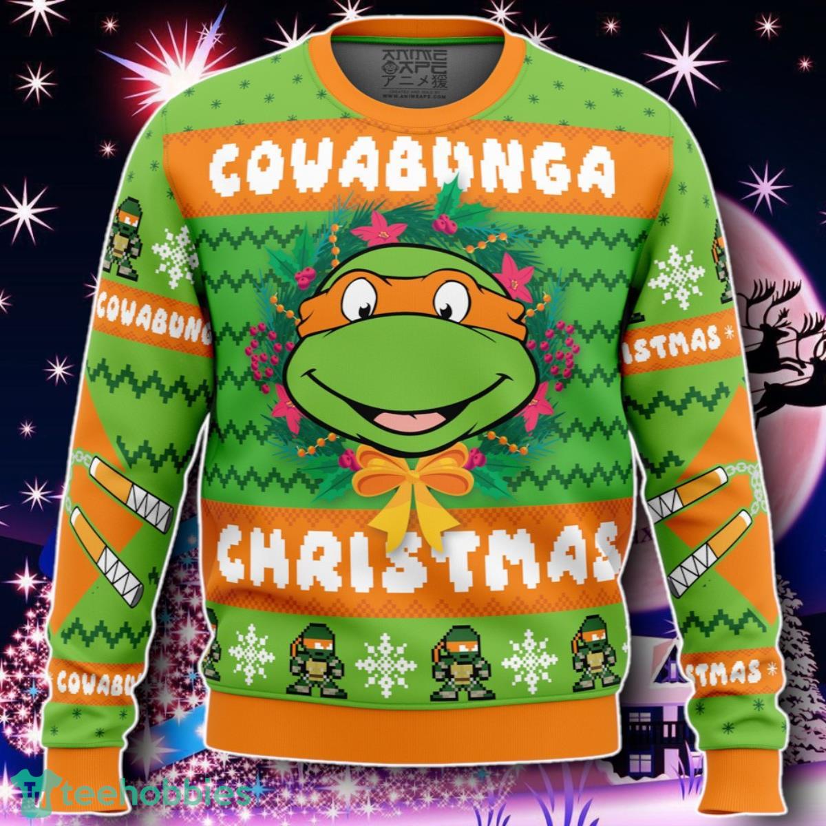 Cowabunga Michaelangelo Turtles Ugly Christmas Sweater Gift For Men And Women
