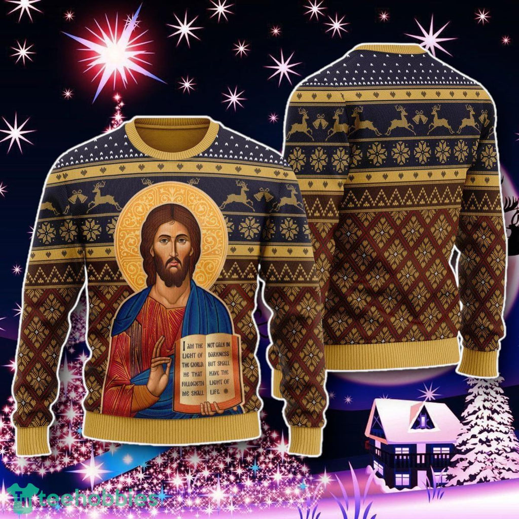 Cretan-Style Christ The Teacher Artwork Christmas Sweater Gift For Men And Women