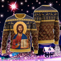 Cretan-Style Christ The Teacher Artwork Christmas Sweater Gift For Men And Women