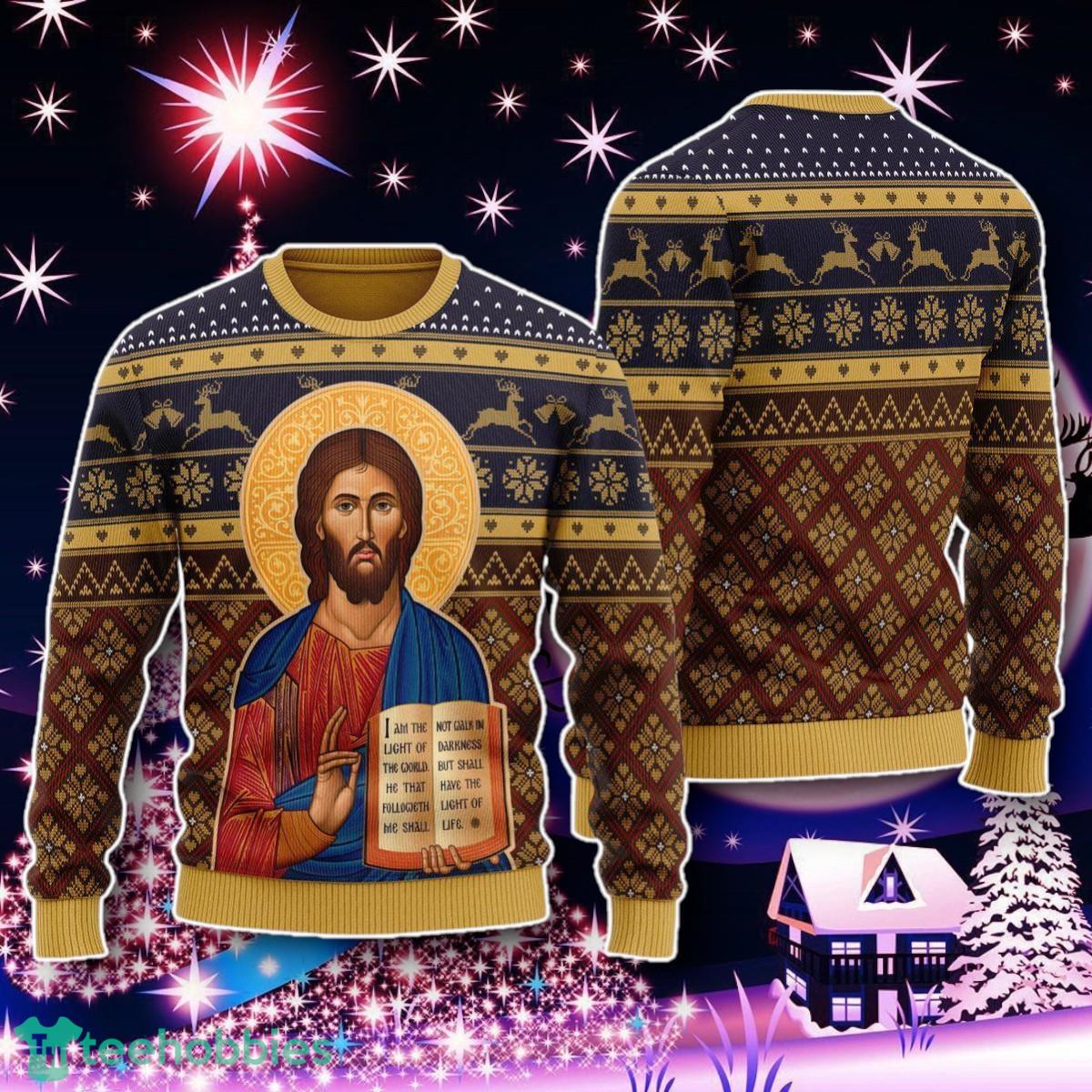 Cretan-Style Christ The Teacher Artwork Christmas Sweater Gift For Men And Women