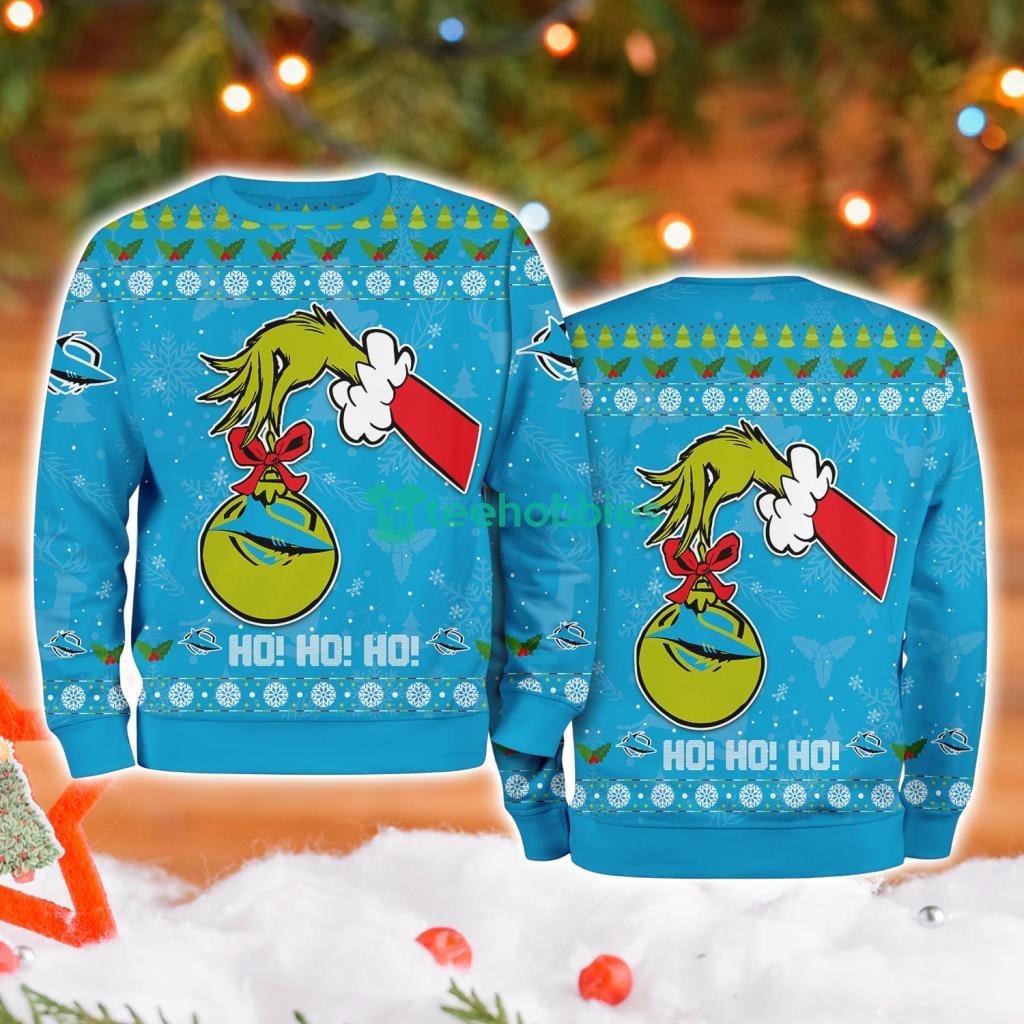 Cronulla-Sutherland Sharks Nrl Grinch Hand Ugly Christmas Sweater 3D