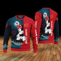 Custom Name Calgary Flames Cartoon Mouse Couple Christmas 3D Sweater