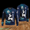 Custom Name Edmonton Oilers Cartoon Mouse Couple Christmas 3D Sweater