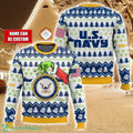 Custom Name Hand Grinch x US Navy Ugly Christmas Sweater Christmas Gift For Family Holiday Gift