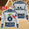 Custom Name Hand Grinch x US Space Force Ugly Christmas Sweater Christmas Gift For Family Holiday Gift