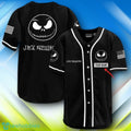 Custom Name Jack Skellington American Flag 4th Of July Halloween Baseball Jersey Style Gift