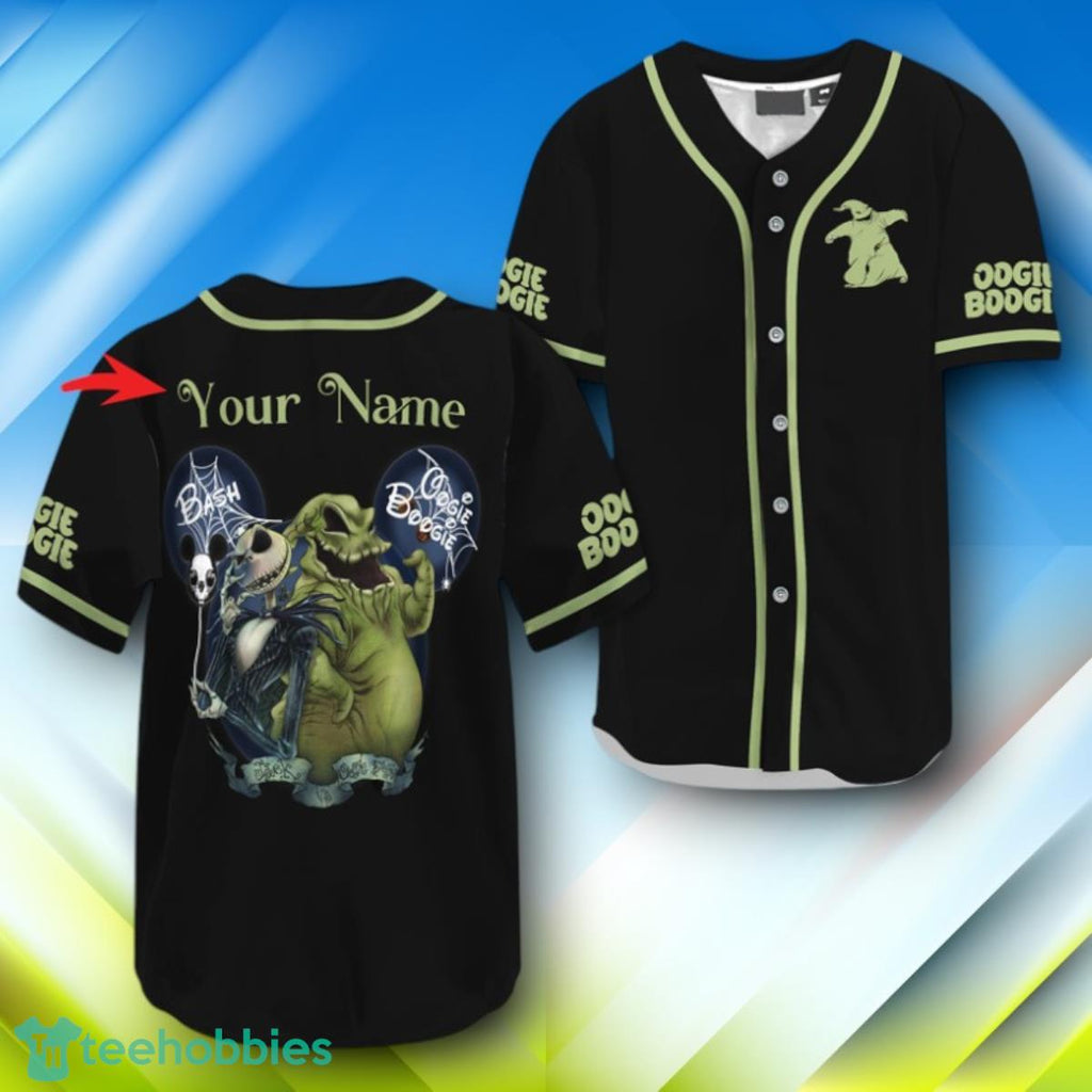 Custom Name Jack Skellington And Oogie Boogie Halloween Baseball Jersey Style Gift