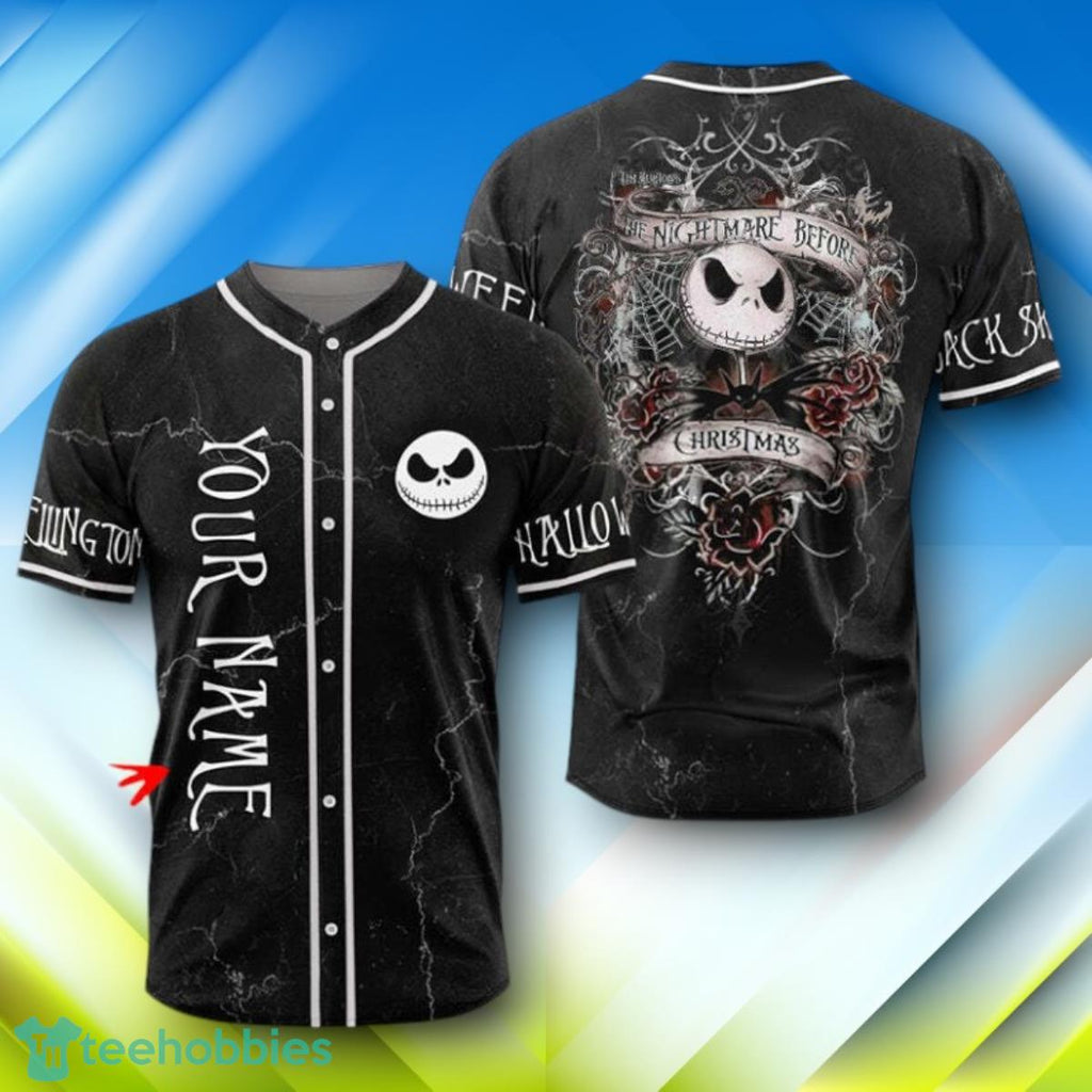 Custom Name Jack Skellington Nightmare Halloween Halloween Baseball Jersey Style Gift