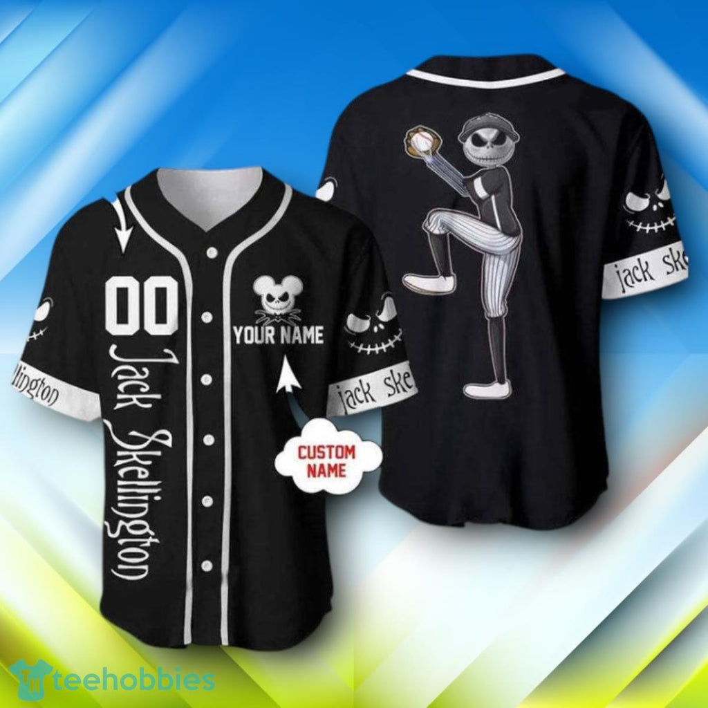 Custom Name Jack Skellington Play Ball Black Halloween Baseball Jersey Style Gift