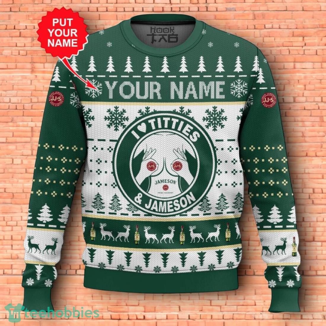 Custom Name Jameson Titties Funny Ugly Christmas Sweater 3D Design For Men Women