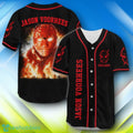 Custom Name Jason Voorhees Fire Halloween Baseball Jersey Style Gift