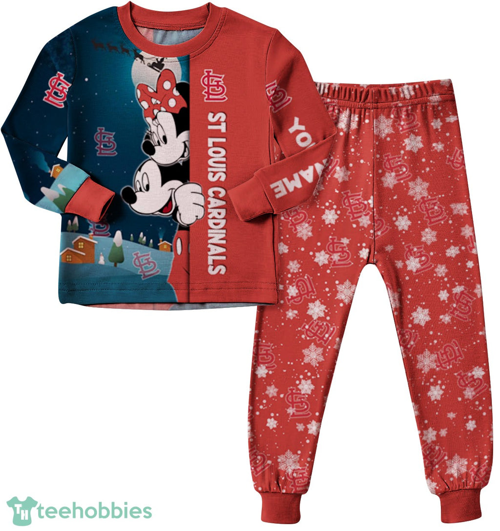 Custom Name St Louis Cardinals Cartoon Mouse Couple Christmas Matching Pajamas Set