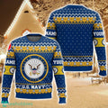 Custom Name US Navy Ugly Christmas Sweater For Men And Women Christmas Holiday Gift Family Gift