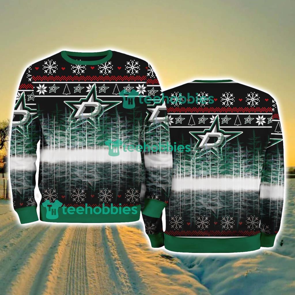 Dallas Stars Logo Brand Pine Tree Christmas Pattern Christmas Ugly Sweater