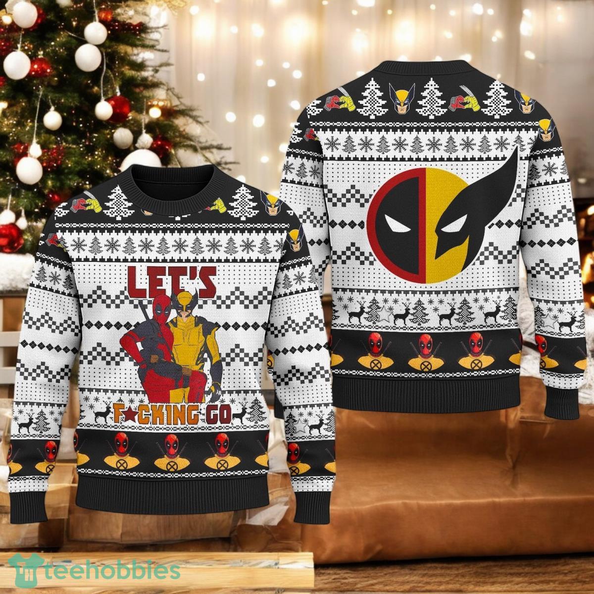 Deadpool And Wolverine Let’s Fcking Co Ugly Christmas Sweater Let’s Go Deadpool Wolverine Xmas Holiday Gift