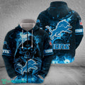 Detroit Lions Fire Skull Gift Halloween 3D Hoodie Gift Fans