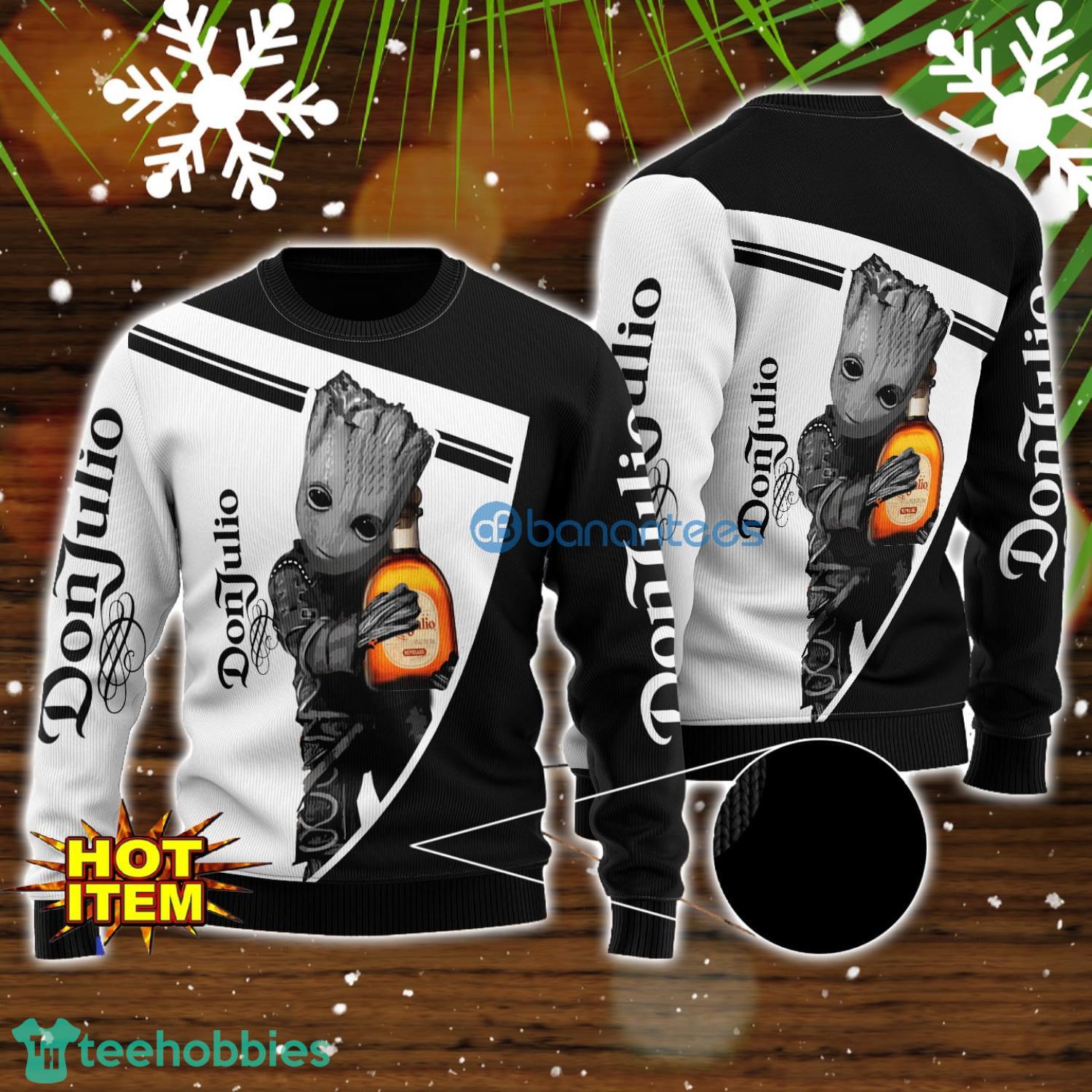 Don Julio And Baby Groot 3D Ugly Christmas Sweater For Men And Women Christmas Gift