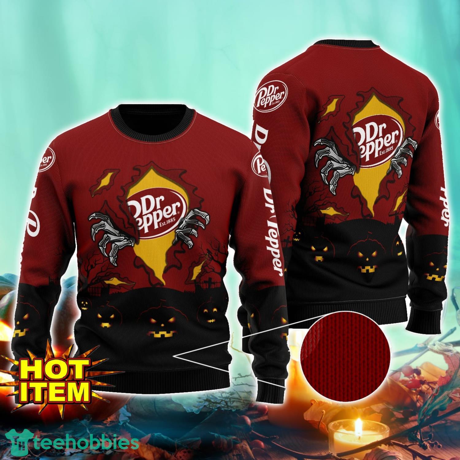 Dr Pepper Scary Night Halloween Hand Pull Out Halloween 3D Sweater For Men and Women