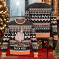 Duck You Ugly Christmas Sweater Funny Goose Middle Finger Holiday Sweater