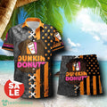 Dunkin Donuts USA Flag Combo Hawaiian Shirt & Shorts For Men Women