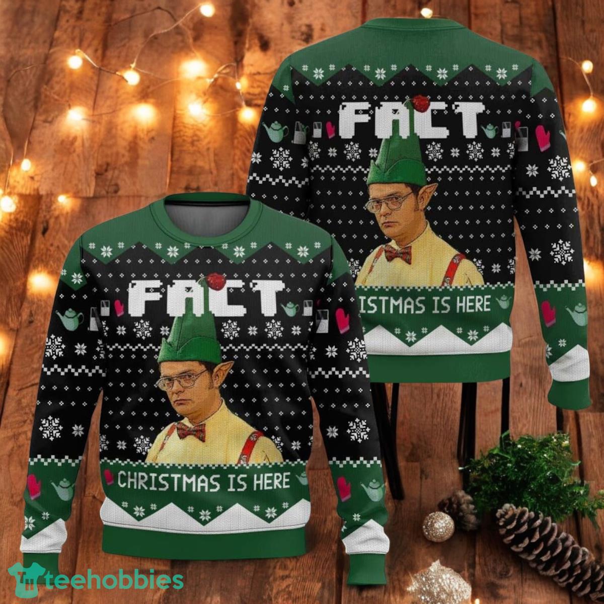 Dwight Fact The Office Ugly Christmas Sweater Santa Dwight Schrute Xmas 3D Sweater