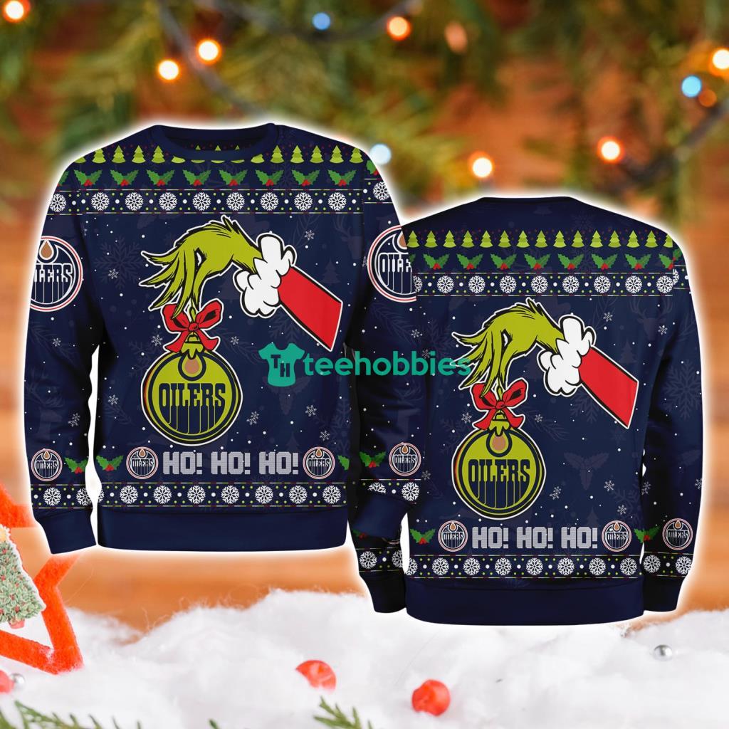 Edmonton Oilers Grinch Hand Ugly Christmas Sweater 3D
