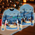 F-15ex Eagle Ii American Airlines In The Snowy Christmas Sky Ugly Sweater Best Gift