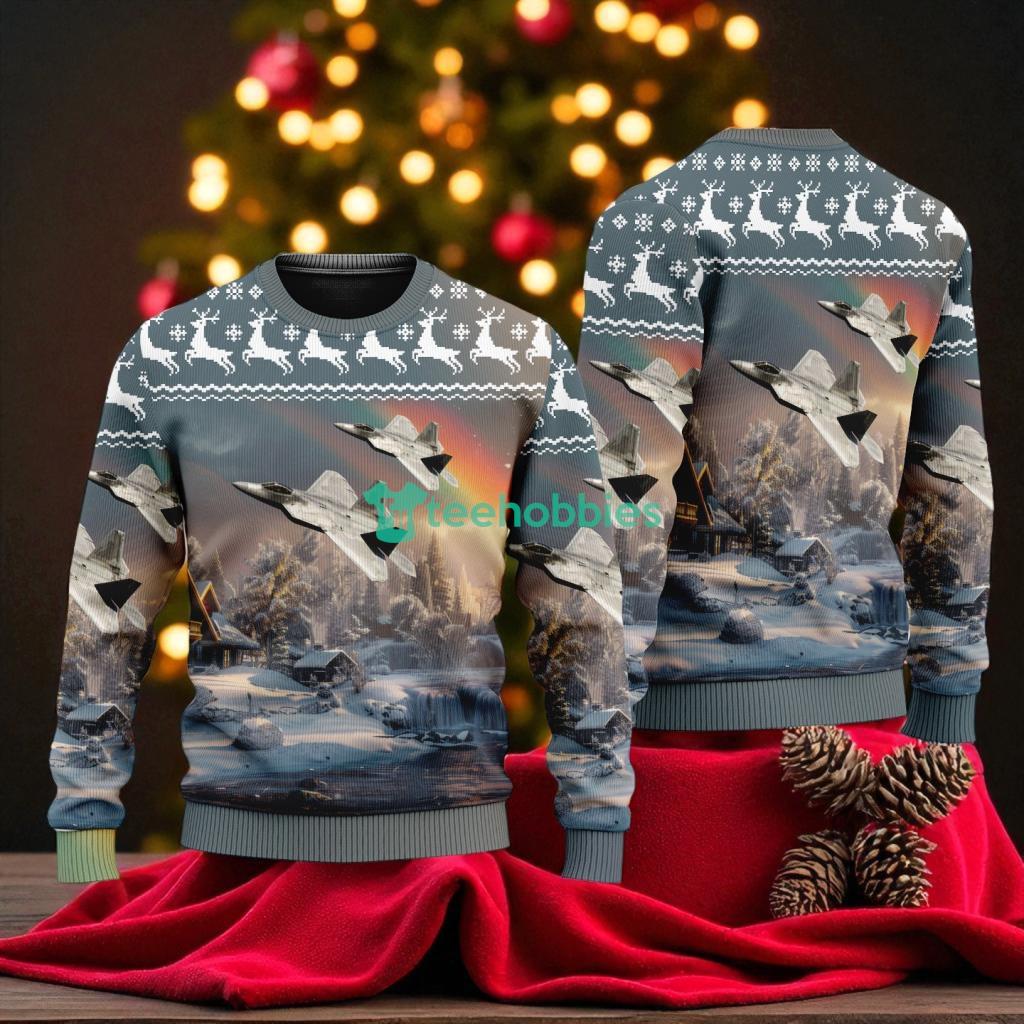 F-22 Raptor American Airlines Christmas House Under The Rainbow Ugly Sweater For You