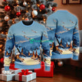 F-35 Lightning Ii American Airlines In The Snowy Christmas Sky Ugly Sweater Best Gift
