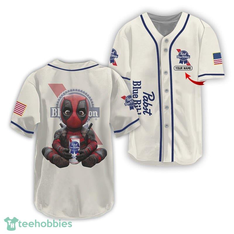Fans Personalized Pabst Blue Ribbon Time with Deadpool Baseball Jersey Gift Fans