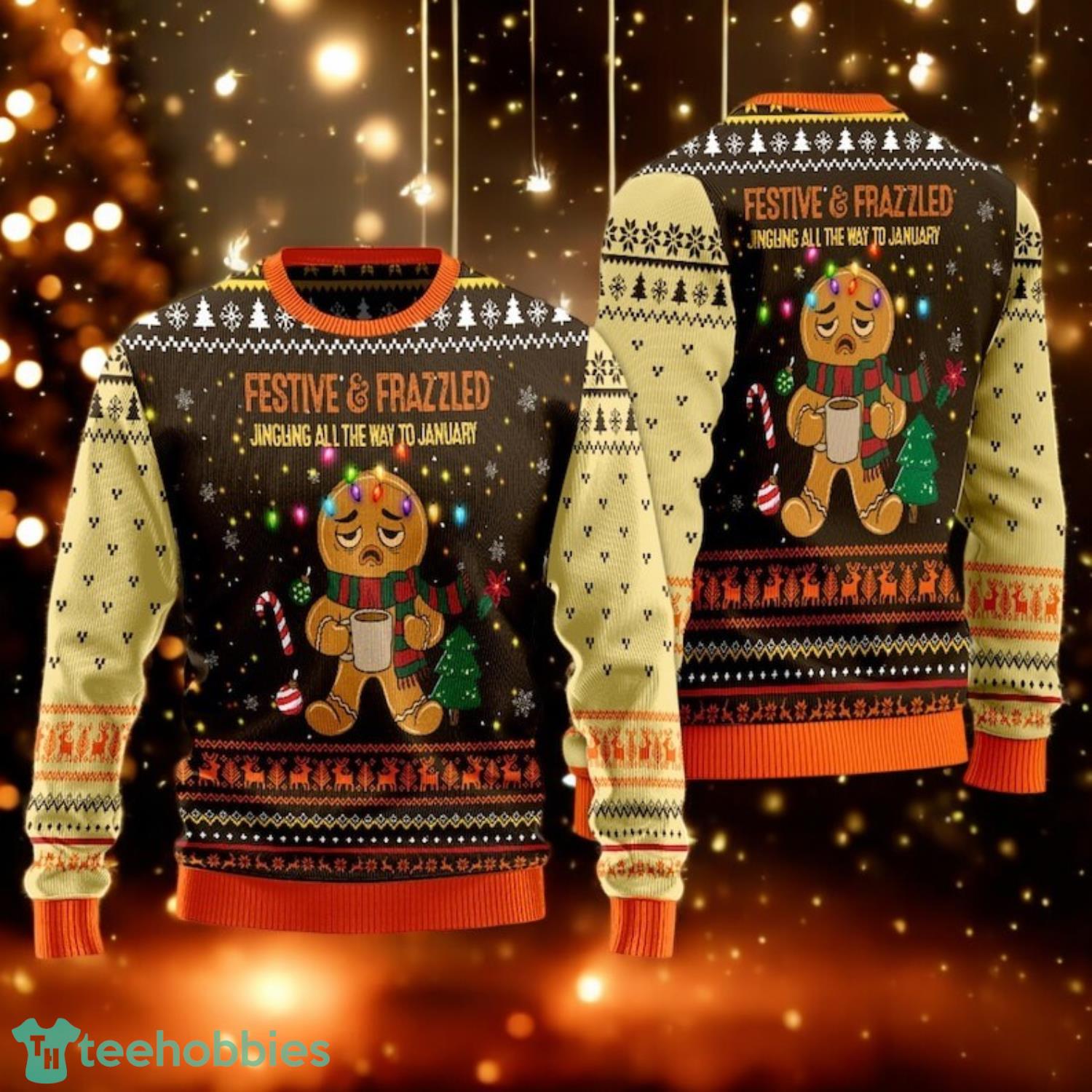 Festive Frazzled Gingerbread Ugly Christmas Sweater Funny Holiday Sweater