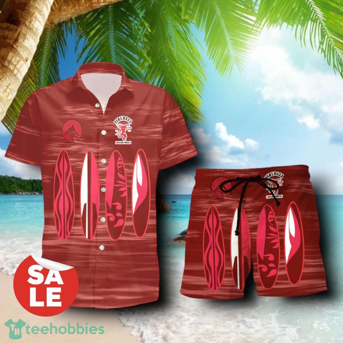 Fireball Cinnamon Whisky Surfboard Combo Hawaiian Shirt & Shorts For Men Women