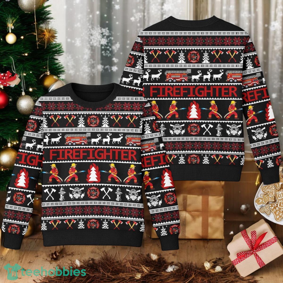Firefighter 3D Ugly Christmas Sweater All Over Print Unisex Ugly Christmas 3D Sweater Christmas Gift Idea