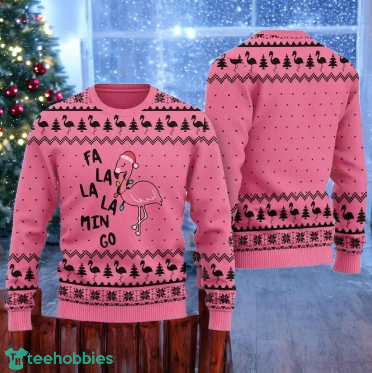 Flamingo Pink Ugly Sweater Santa Hat Flamingo Ugly Sweater