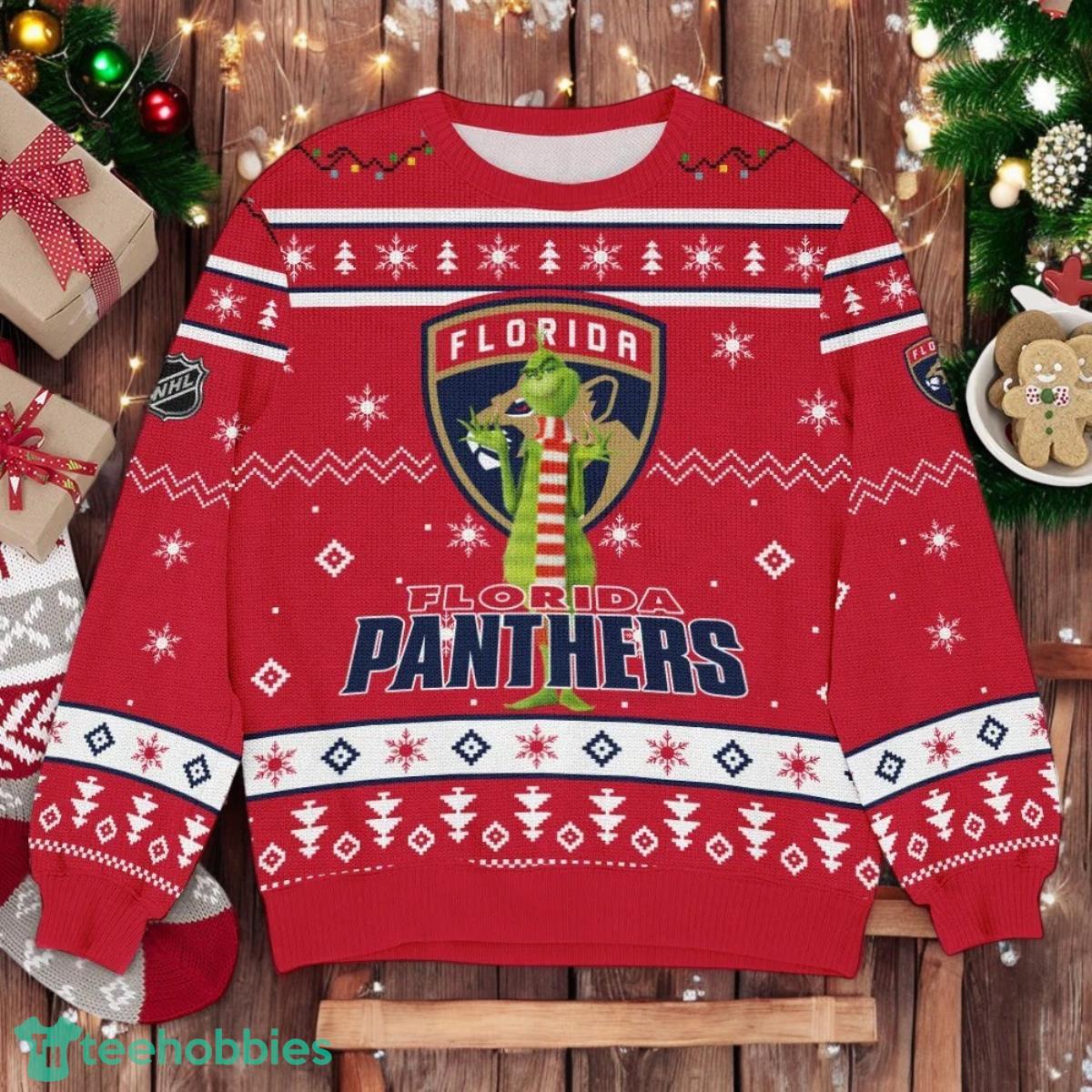 Florida Panthers NHL Grinch Ugly Christmas Sweater Team Holiday Christmas Gift