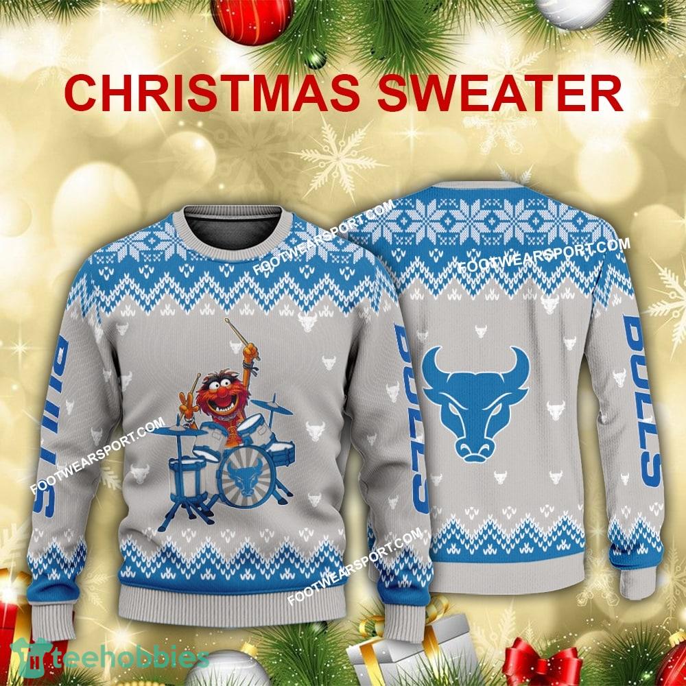Funny Muppets Play Drums Buffalo Bulls Christmas Sweater For Men Women
