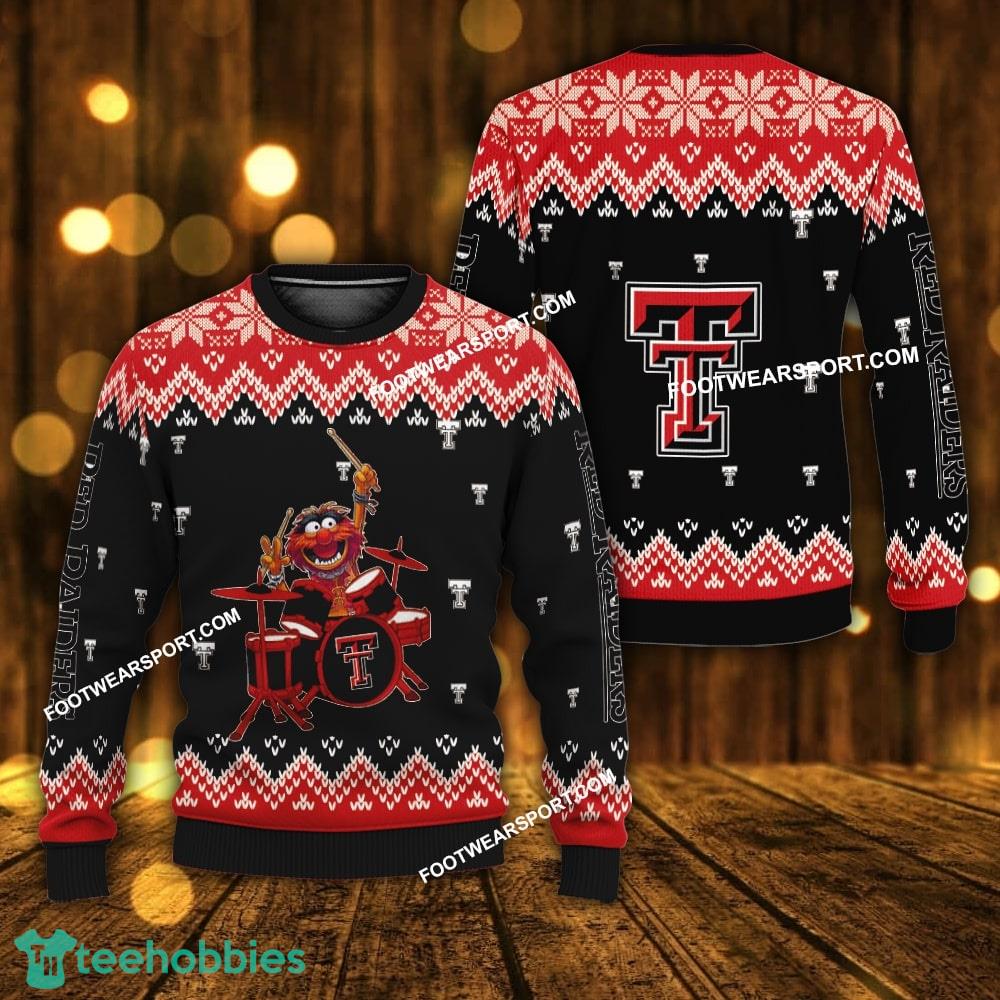 Funny Muppets Play Drums Texas Tech Red Raiders Christmas Sweater Gift Holidays