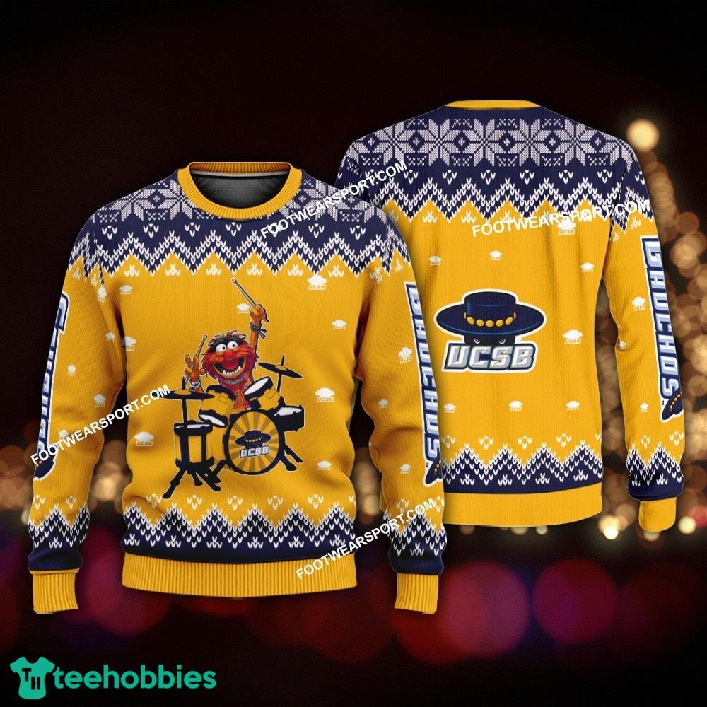 Funny Muppets Play Drums UC Santa Barbara Gauchos Christmas Sweater AOP For Men Women