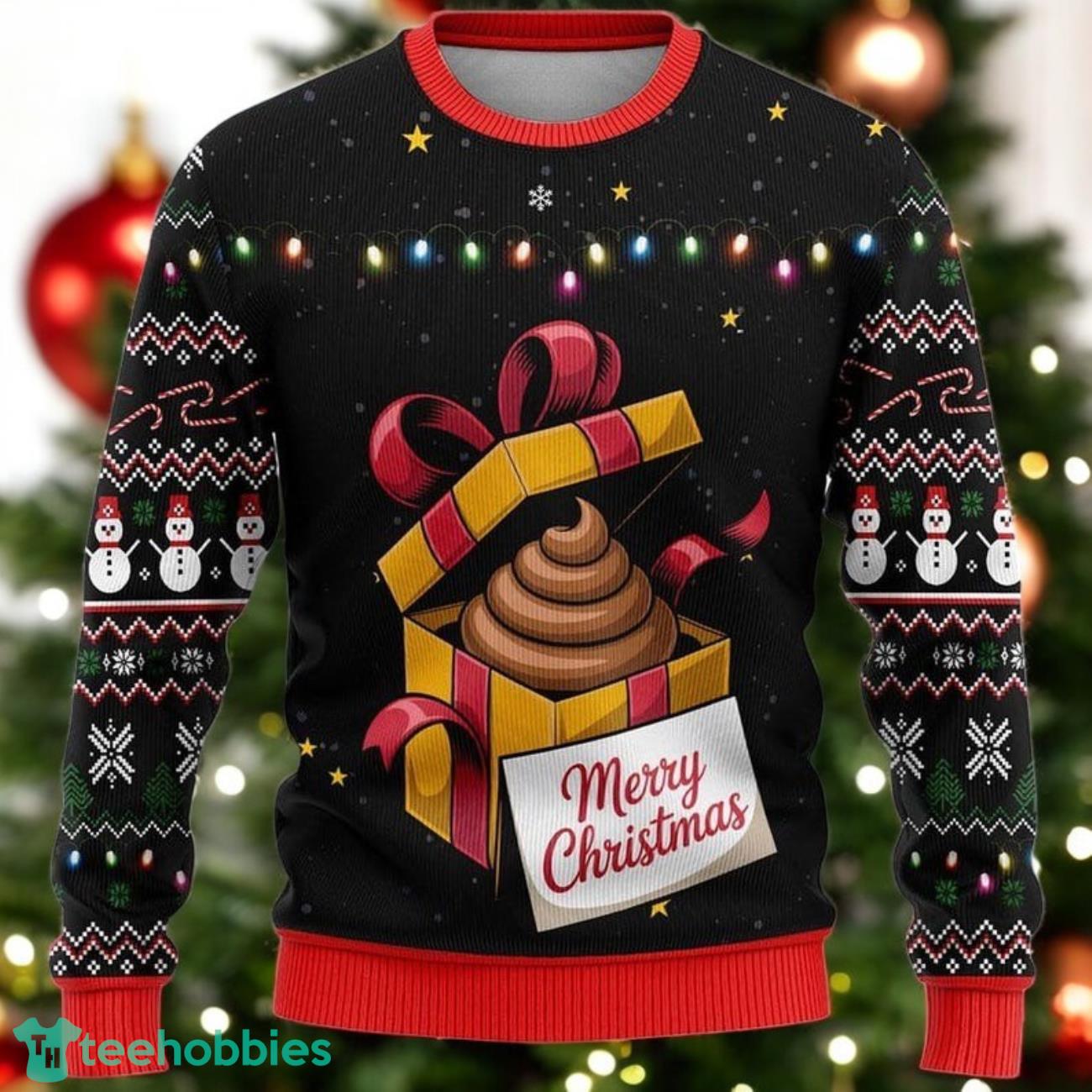 Funny Poop Gift Box Ugly Christmas Sweater Hilarious Gag Xmas Sweater
