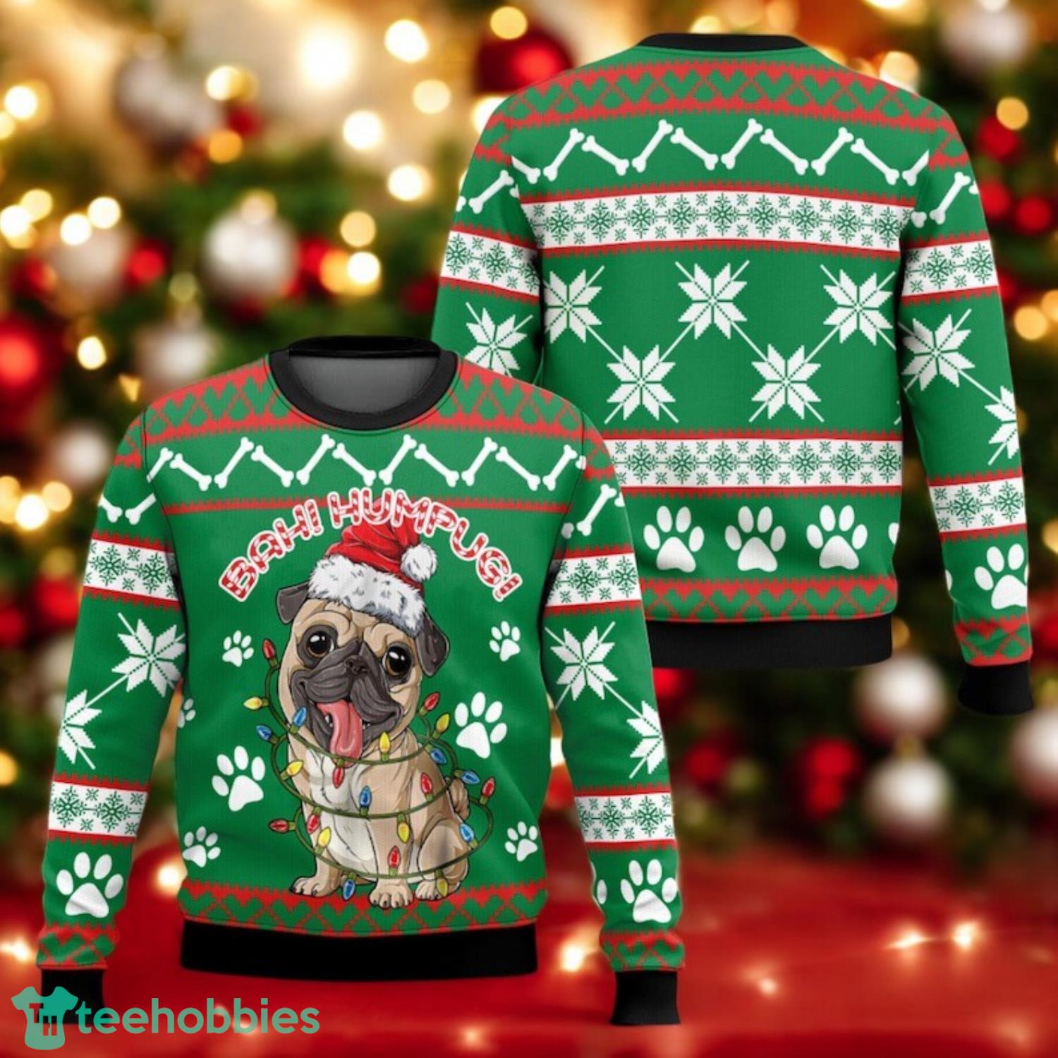 Funny Pug Ugly Christmas Sweater Dog Lover Holiday Sweatshir