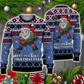 Funny Santa Playing Hockey Ugly Christmas Sweater Christmas Holiday Gift