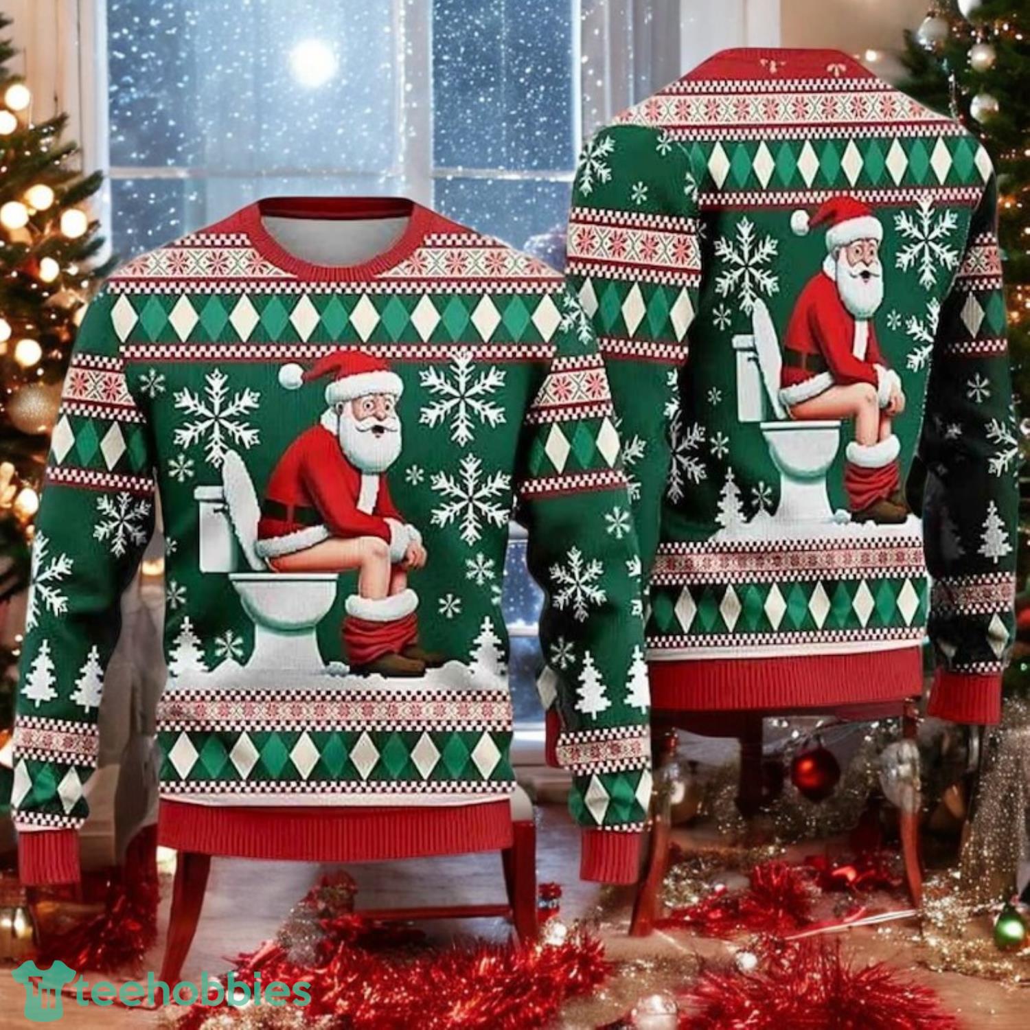 Funny Santa Toilet Ugly Christmas Sweater Hilarious Xmas Sweater