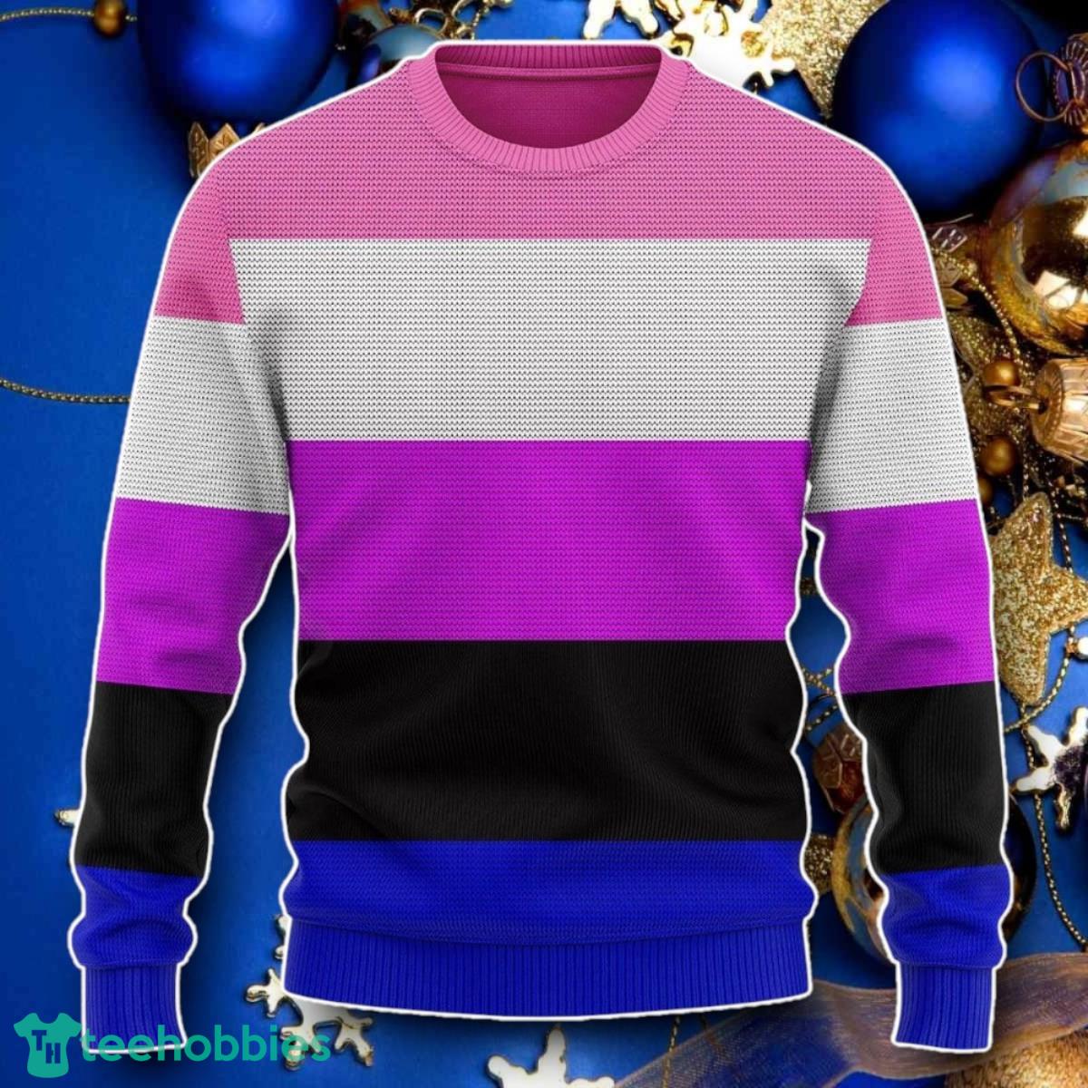Genderfluid Pride Flag Ugly Christmas Sweater Style Gift For Men And Women