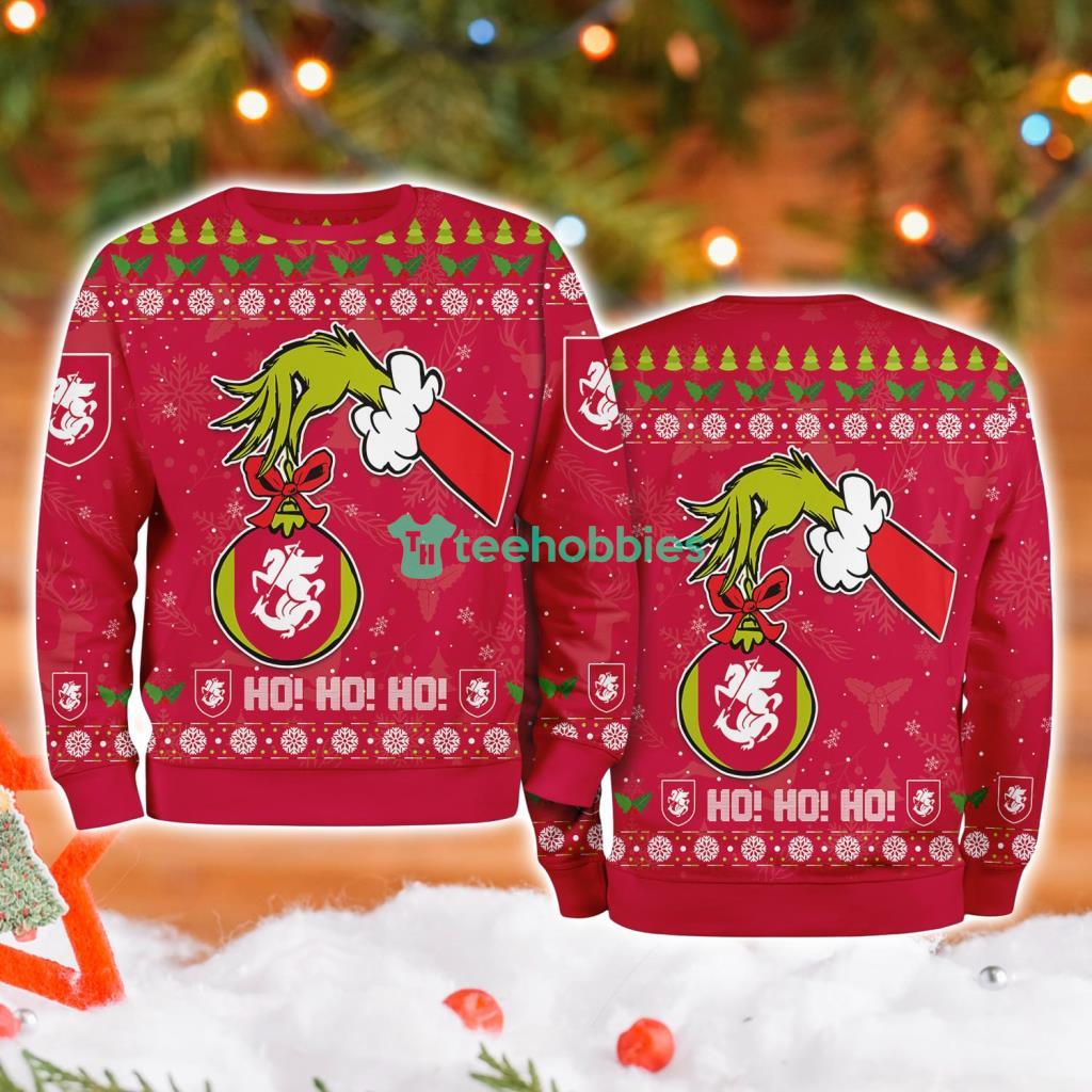 Georgia National Football Grinch Hand Ugly Christmas Sweater 3D