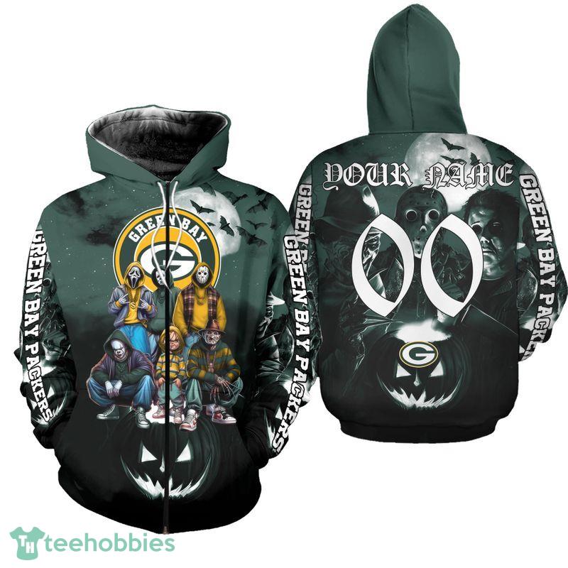 Gift Style Green Bay Packers Devil Halloween Ensemble Hoodie AOP Custom Number And Name