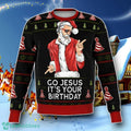 Go Jesus Ugly Christmas 3D Sweater Unisex Holiday Special Gift