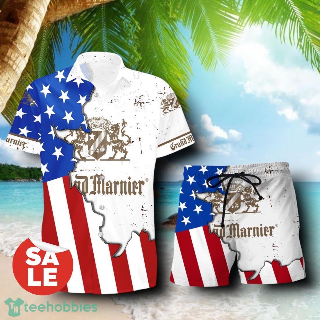 Grand Marnier USA Flag Aloha Summer Beach Combo Hawaiian Shirt & Shorts For Men Women