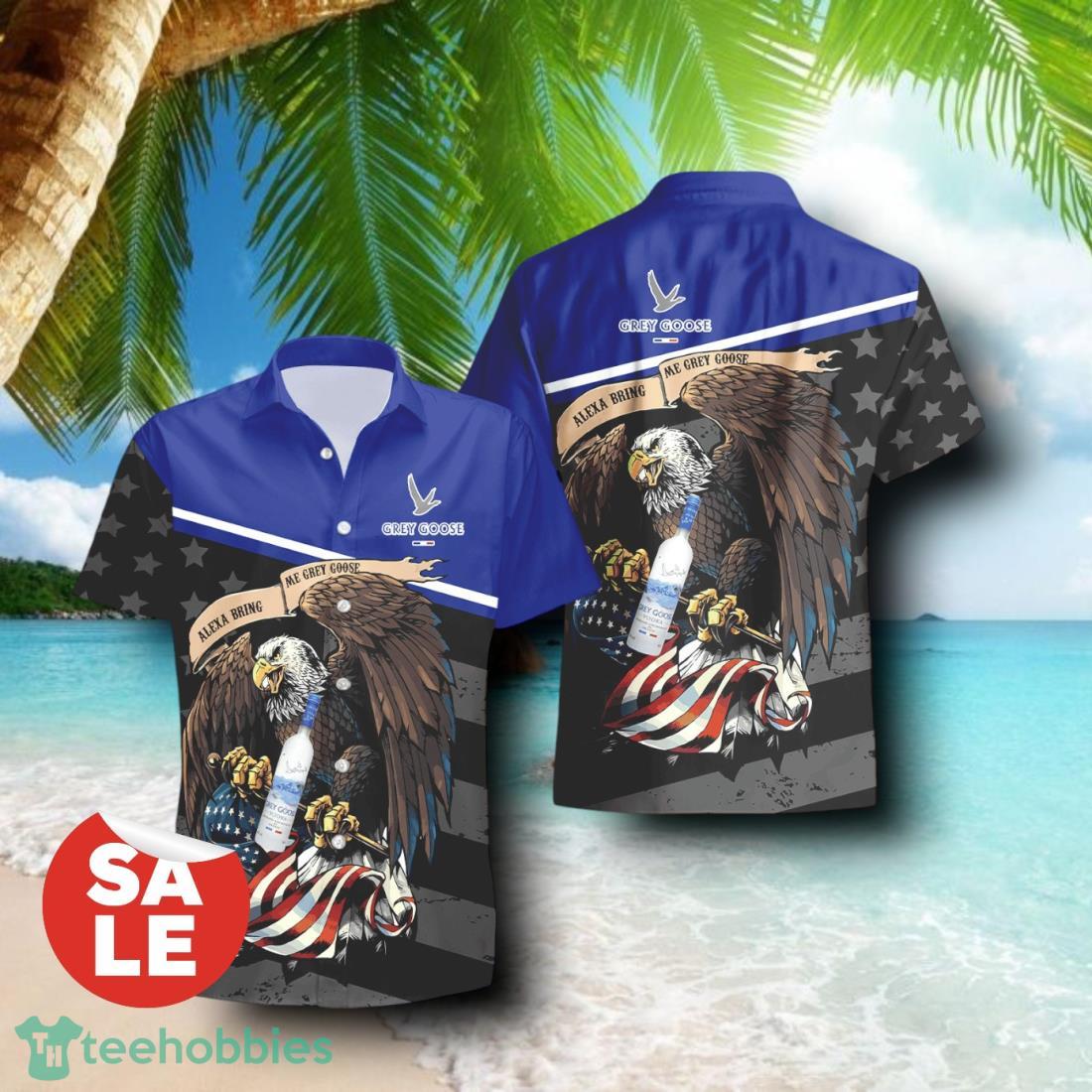 Grey Goose Vodka Eagle American Flag Combo Hawaiian Shirt & Shorts For Men Women