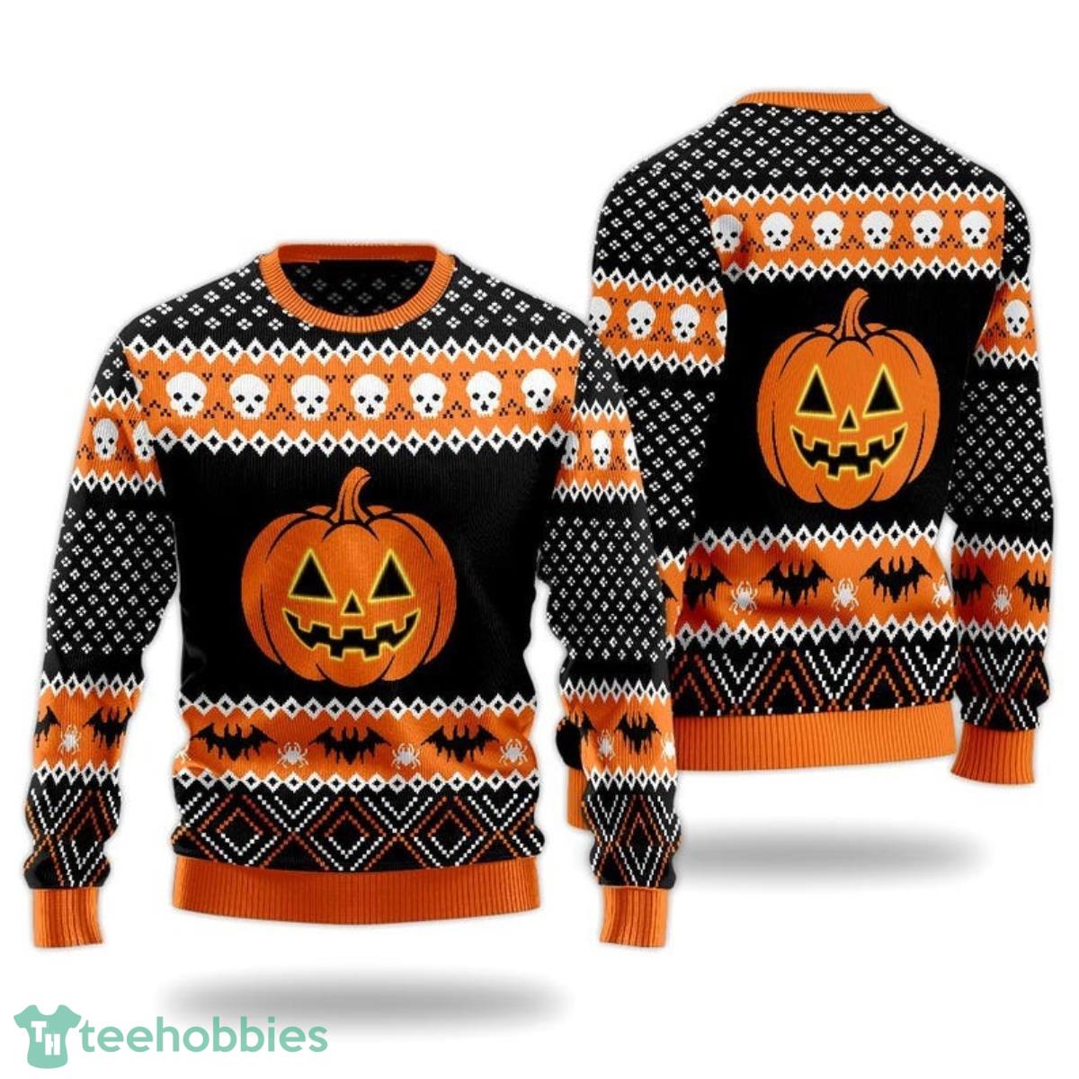 Halloween Pumpkin Spooky Season Outfit Ugly Christmas Sweater For Men And Women