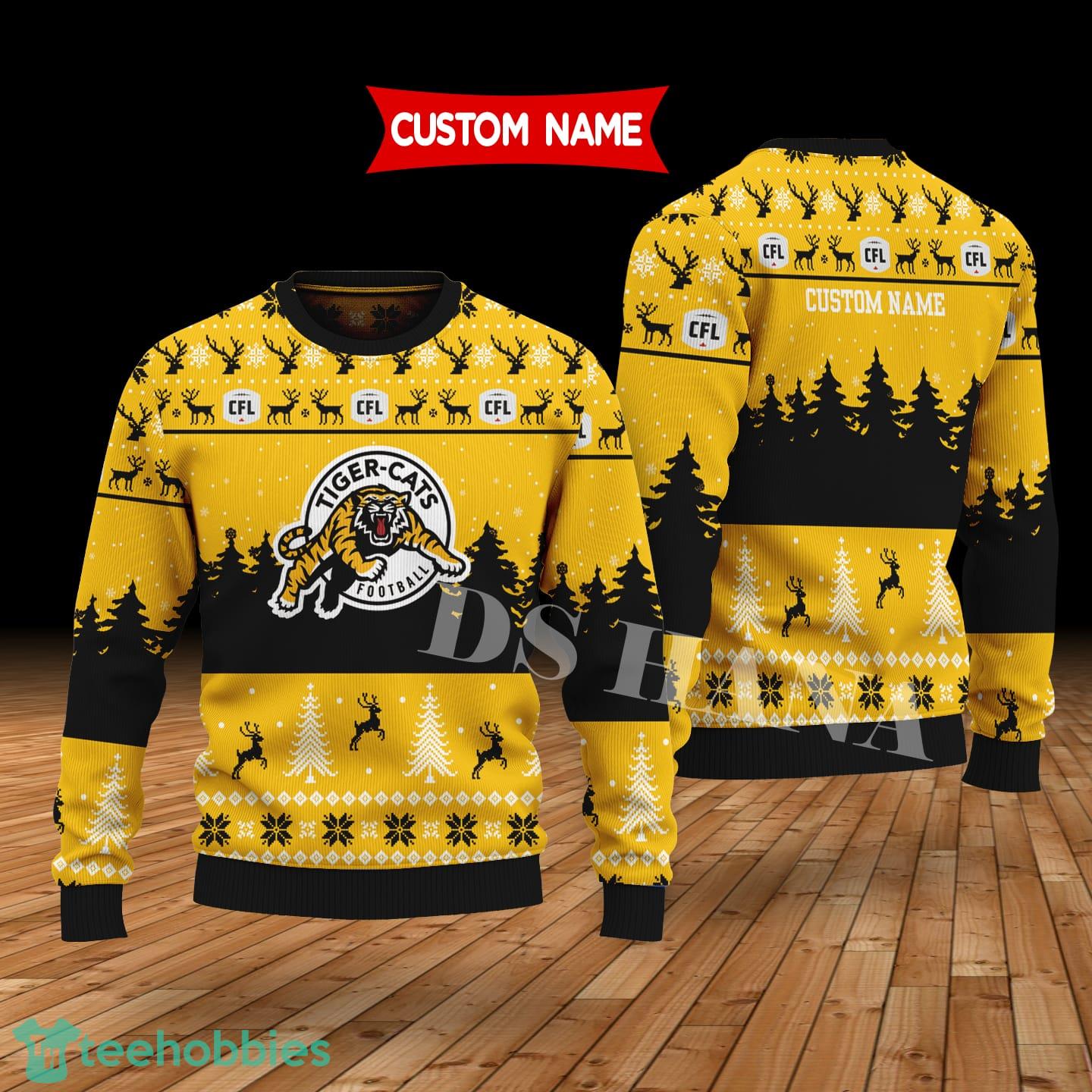 Hamilton Tiger-Cats Custom Name Merry Xmas Sweater For Soccer Sport Team’s Fans Sweater